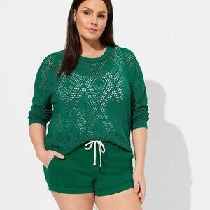 Torrid - 3.5 Inch Pull-On Weekend Stretch Twill Cargo Short in "Green Jacket"‌‌‍